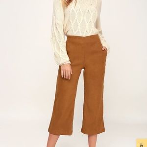 NWOT Lulus Paislee Tan Brown Suede Culotte Pants
